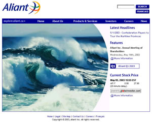 Screenshot of Aliant.ca