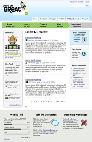 Screenshot of Good to Great Intranet