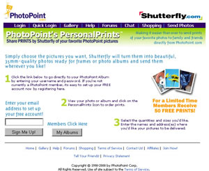 Screenshot of PhotoPoint.com PersonalPrints Launch Page